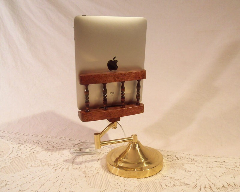iPad - iPhone - iPod - Dock - Sync and Charging Station- Oak - Swing Wing Arm Style- Adjustable (Yes for the iPad )