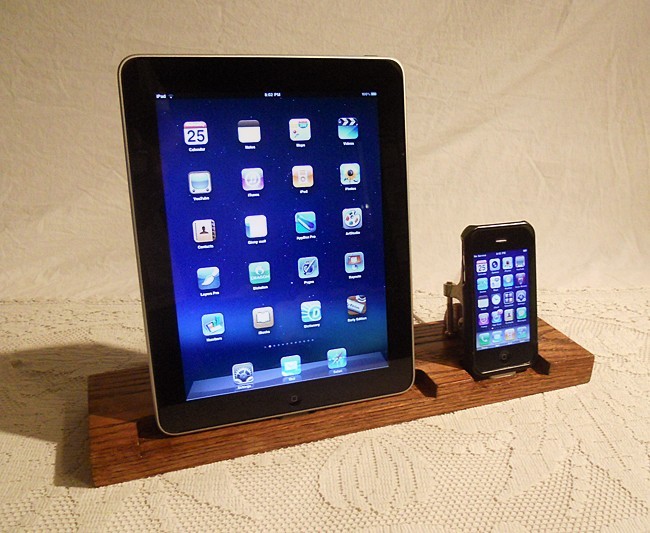DUAL Unit - iPad - iPhone - iPod - Dock - Sync and Charging iDock Station- Custom Built Oak Model..