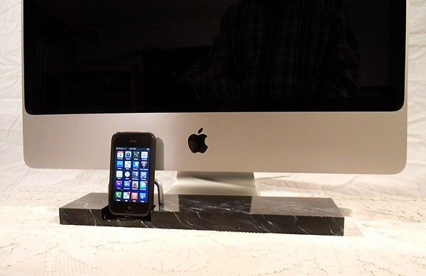 iPhone - iPod Dock -Charger and Sync Station - Marble Finish - Brass style V2 ( iMac Base- Apple Studio Monitor ) IPhone Dock