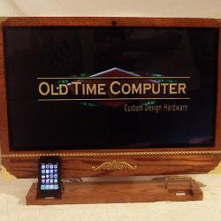 DUAL iPhone - iPod Dock -Charger and Sync Station - OAK - Brass style V2 ( iMac Base- Apple Studio Monitor or stand alone