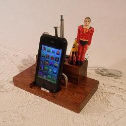 iPhone - iPod Dock -Charger and Sync - Desktop Station with pen holders - Oak
