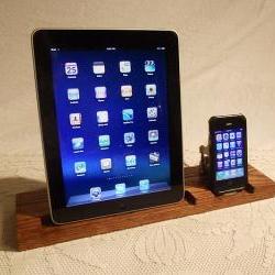 DUAL Unit - iPad - iPhone - iPod - Dock - Sync and Charging iDock Station- Custom Built Oak Model..
