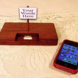 Personalized iPhone - iPod Sign Dock - Charger and Sync Station - Oak - Print Anything you Wish..
